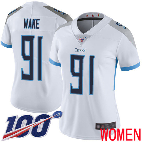 Tennessee Titans Limited White Women Cameron Wake Road Jersey NFL Football #91 100th Season Vapor Untouchable->tennessee titans->NFL Jersey